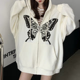 Butterfly Print Zipper Hoodie