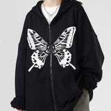 Butterfly Print Zipper Hoodie