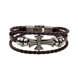 Pcloa Vintage Cross Multi-layer Rope Bracelet