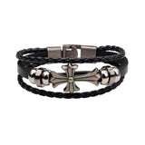 Pcloa Vintage Cross Multi-layer Rope Bracelet