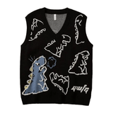 Dinosaur Sketch Pattern Graphic Vest