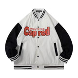 'Cap Red' Letter Patchwork Jacket