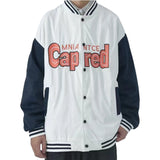 'Cap Red' Letter Patchwork Jacket