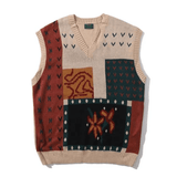 Retro Patchwork Knitted Vest