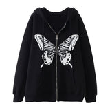 Butterfly Print Zipper Hoodie