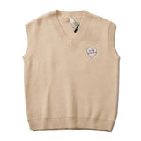 Letter Hear Embroidery Knitted Vest