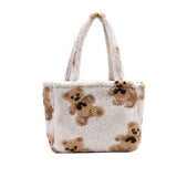 Bear Print Sherpa Tote Bag