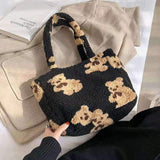 Bear Print Sherpa Tote Bag