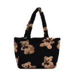 Bear Print Sherpa Tote Bag