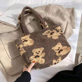 Bear Print Sherpa Tote Bag