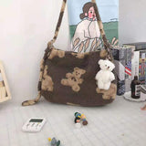 Bear Print Sherpa Shoulder Bag