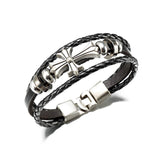 Pcloa Vintage Cross Multi-layer Rope Bracelet