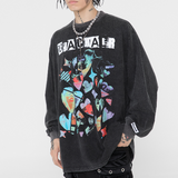 Letter Butterfly Print Long Sleeve Shirt