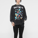 Letter Butterfly Print Long Sleeve Shirt