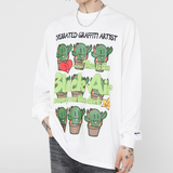 Letter Cactus Graphic Sweatshirt