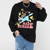 Letter Fox Cartoon Print Sweatshirt