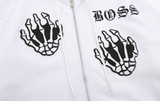 Finger Skeleton Embroidery Zipper Jacket