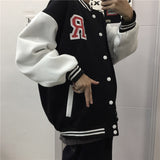 'R' Patchwork Letter Embroidery Jacket