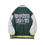 Letter Heart Print Baseball Jacket