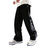 Pcloa Vintage Side Leopard Button Panel Sweatpants