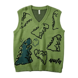 Dinosaur Sketch Pattern Graphic Vest