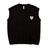 Letter Hear Embroidery Knitted Vest