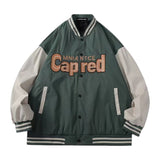 'Cap Red' Letter Patchwork Jacket