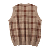 Retro Grid Knitted Vest