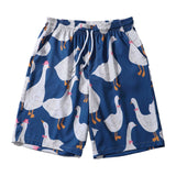 Full-Print Big White Goose Casual Shorts