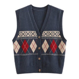 Vintage Diamond Knitted Vest