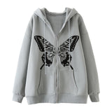 Butterfly Print Zipper Hoodie