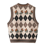 Vintage Diamond Pattern Knitted Vest