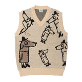 Dog Sketch Pattern Graphic Vest