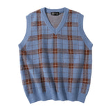 Retro Grid Knitted Vest