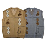 Mr.Rabbit Pattern Knitted Vest