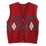 Vintage Diamond Knitted Vest