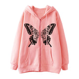 Butterfly Print Zipper Hoodie