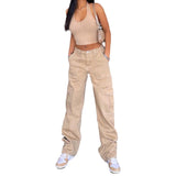 High Waist Side Pockets Cargo Pants