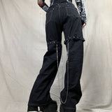 Chain Straight Legs Cargo Pants