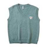 Letter Hear Embroidery Knitted Vest