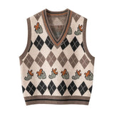 Vintage Diamond Pattern Knitted Vest