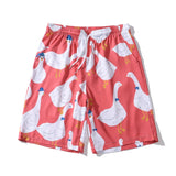 Full-Print Big White Goose Casual Shorts