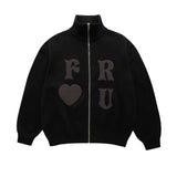 Heart Letter Embroidery Sweater Jacket