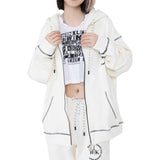 Letter Striped Embroidery Zipper Jacket