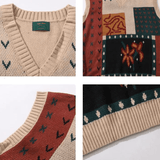 Retro Patchwork Knitted Vest