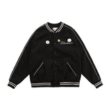 Line Letter Embroidery Jacket