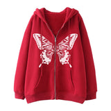 Butterfly Print Zipper Hoodie