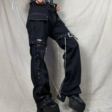 Chain Straight Legs Cargo Pants