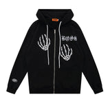 Finger Skeleton Embroidery Zipper Jacket