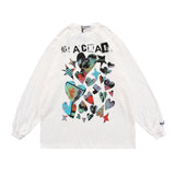 Letter Butterfly Print Long Sleeve Shirt